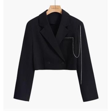 Áo khoác vest dáng ngắn màu đen thời trang thanh lịch cho nữ | WebRaoVat - webraovat.net.vn