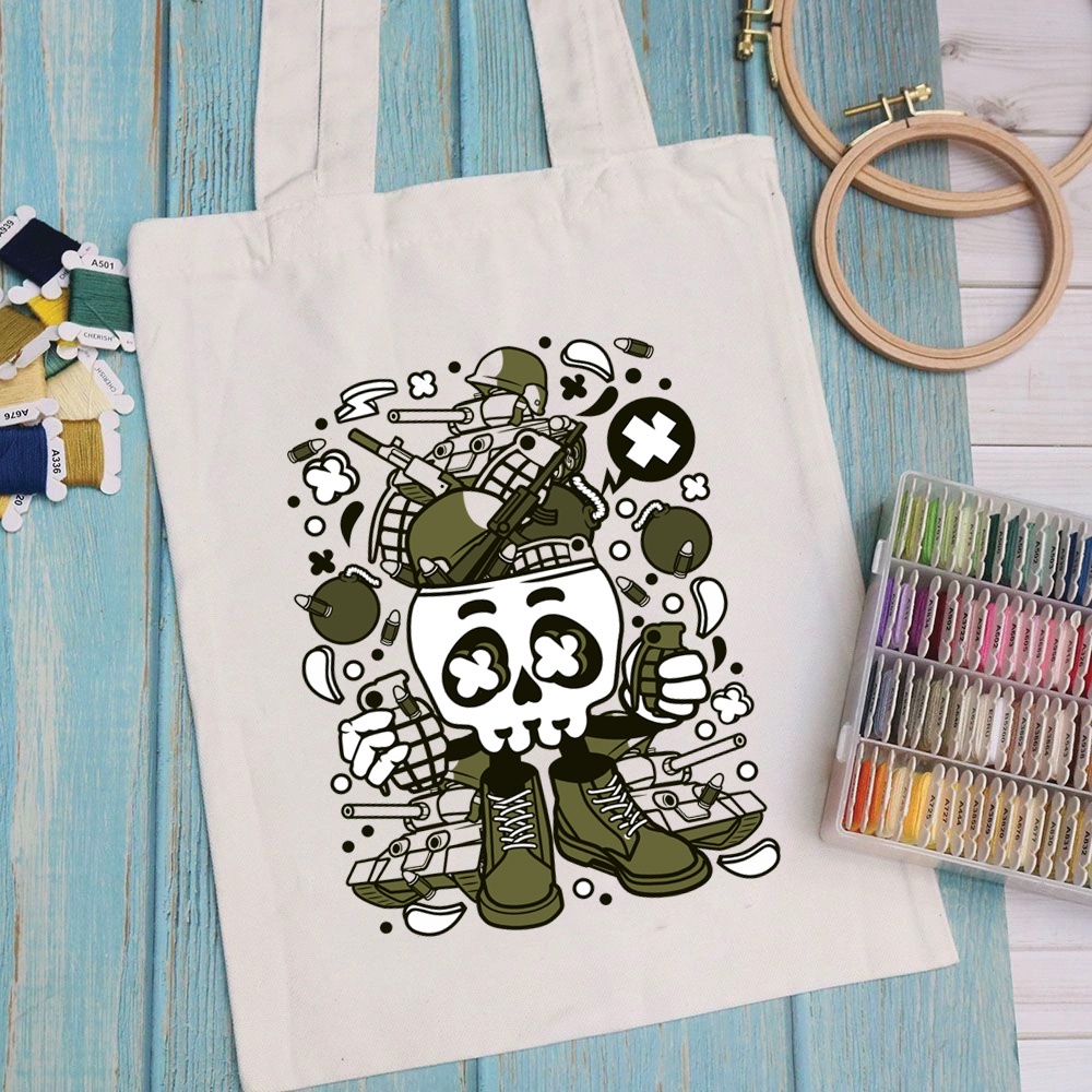 Túi vải túi Tote CARTOON DESIGN - Mẫu 1 vải canvas dày đẹp cho nữ có khóa miệng đi học đi chơi. In hình theo yêu cầu