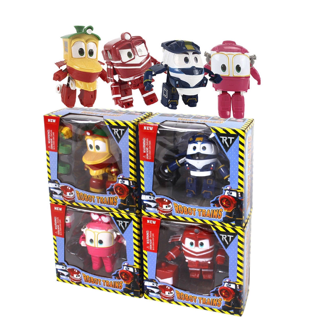 Robot Trains Transformation Anime Figures PVC RT Kay Alf Duck Selly Train Car Robot Toys Kids Gift
