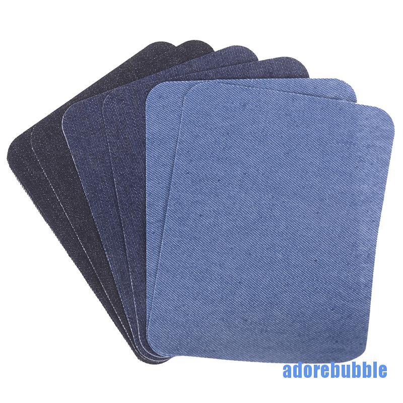 [adorebubble 0610] 6pcs Assorted Cotton Jeans Repair Kit 3Color Iron On Denim Patch Sewing Applique