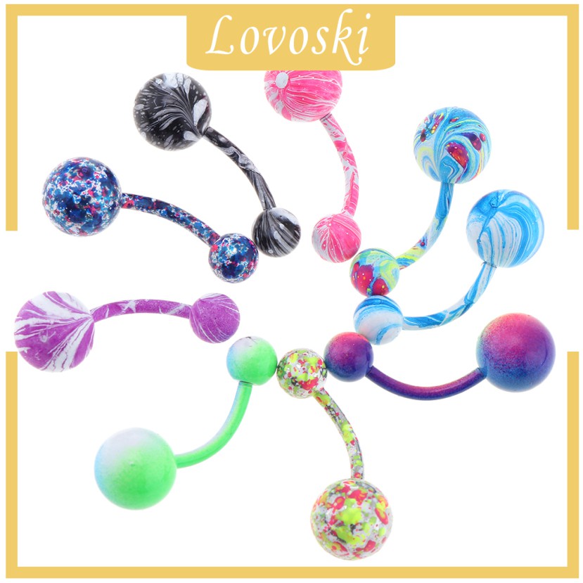 Set 9 Khuyên Rốn DạNg Thanh Tạ 14G NhiềU MàU SắC