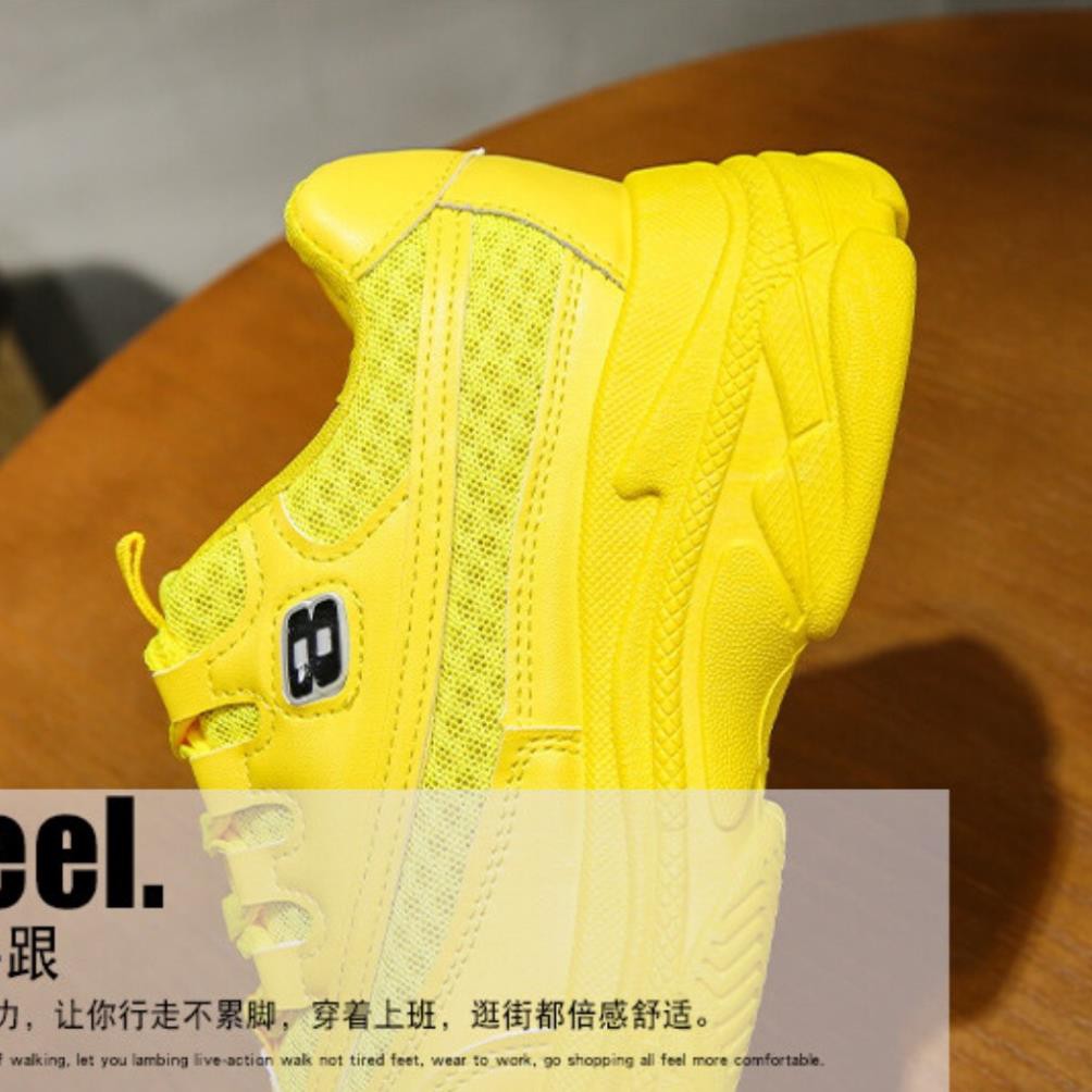 Giày thể thao nữ 💝 Sản phẩm cao cấp 💝 Giày sneaker nữ màu vàng cao 5cm cá tính và nổi bật