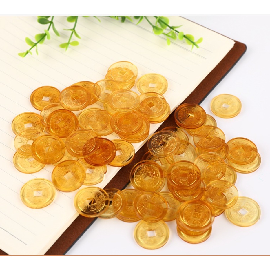 Đồng xu phong thủy pha lê 2,5cm chiêu tài lộc