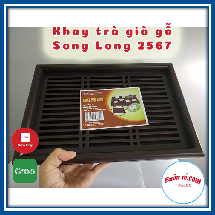 Khay trà nhựa giả gỗ size trung NHỰA SONG LONG (MS:2567) bền đẹp br00387