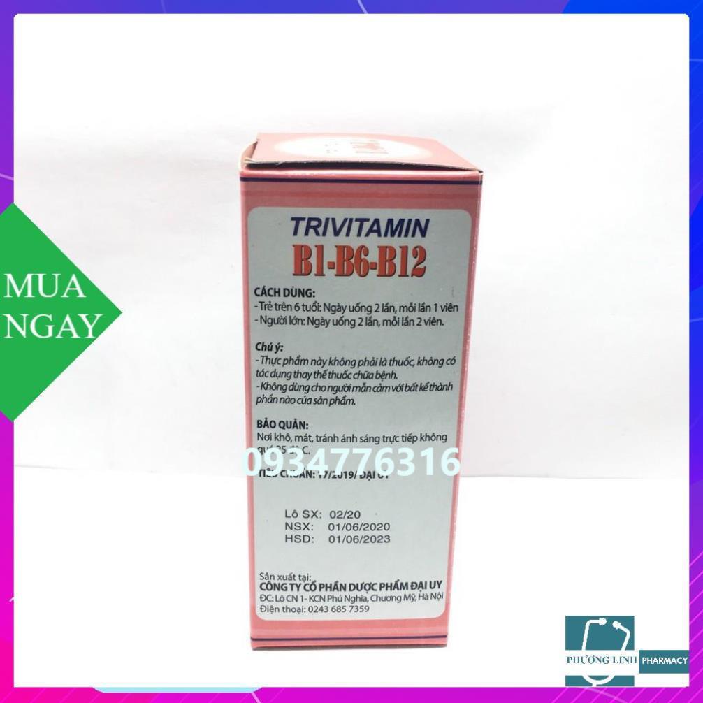 Trivitamin B1-B6-B12 hộp 10 vỉ x 10 viên
