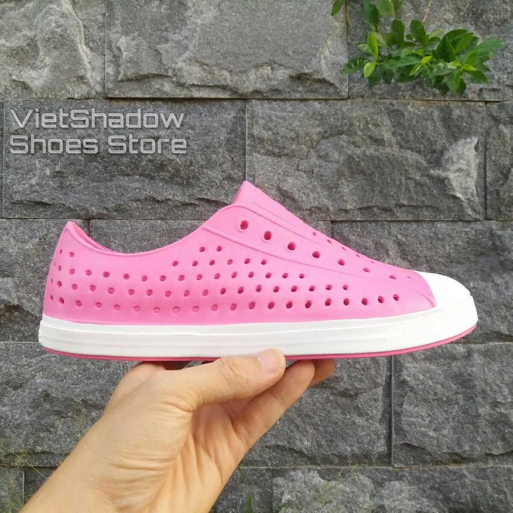 giày nhựa đi mưa  native cho bé trai và bé gái  họa tiết hồng neon SHINNATIVESON tặng thêm 2 jibtiz native