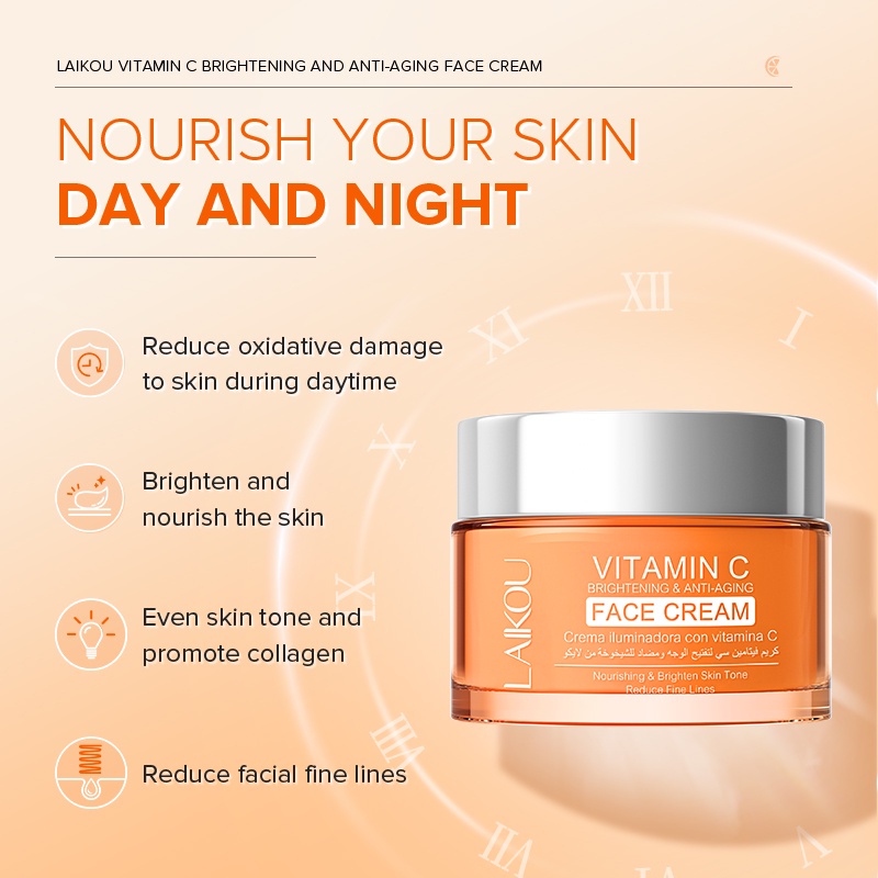 Kem dưỡng da vitamin C LAIKOU dưỡng ẩm làm sáng da giảm nếp nhăn 50g