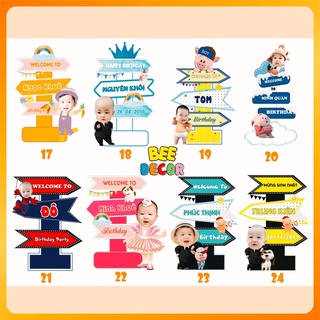 Cây Welcome Sinh Nhật In Hình Chibi, Tên Bé