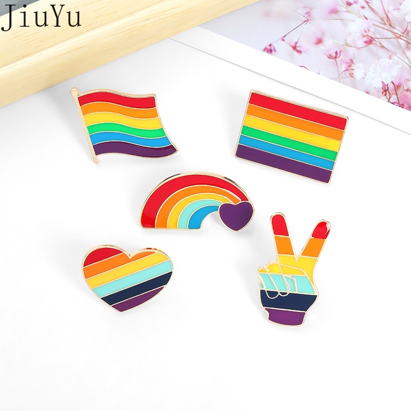 Ghim Cài Áo Tráng Men Hình Trái Tim/Cầu Vồng/Đám Mây/Trái Tim Nghệ Thuật Làm Quà Tặng Cho Túi Xách