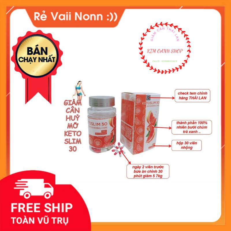 Chính hãng Giảm cân bưởi Thái Lan Ketoslim 30
