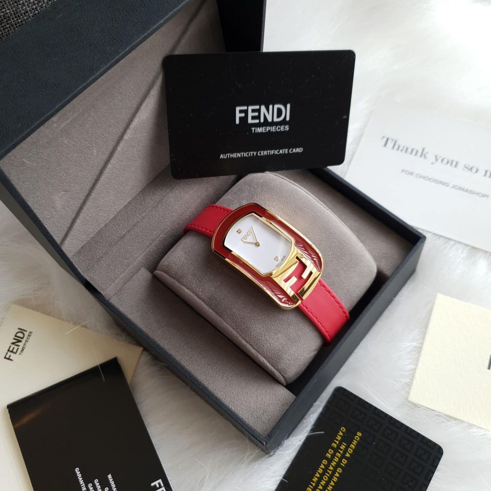 ( Sẵn 2 màu ) Đồng Hồ Fendi Nữ Large Chameleon Red F317434073D1 &amp; Blue F313434031D1 . Case 49.0 x 29.0 mm . 3ATM