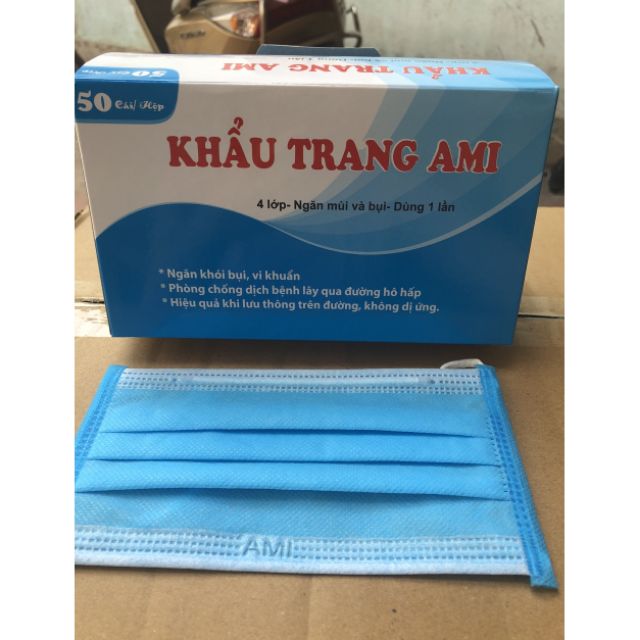 1hộp Khẩu Trang Y Tế 4 lớp AMI( 50 chiếc 1 Hộp)