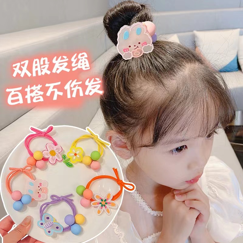 Dây Buộc Tóc Đính Mặt Hoạt Hình Dễ Thương Cho Bé Gái