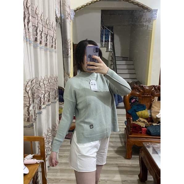 Áo len form ngắn xanh mint kute hàn quốc