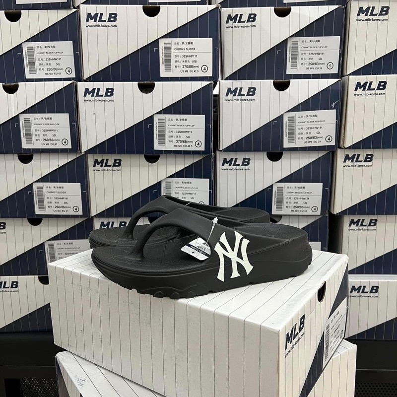DÉP MLB CHUNKY SLIDER FLIP-FLOP NEW YORK YANKEES Có Sẵn *REAL-AUTHENTIC*
