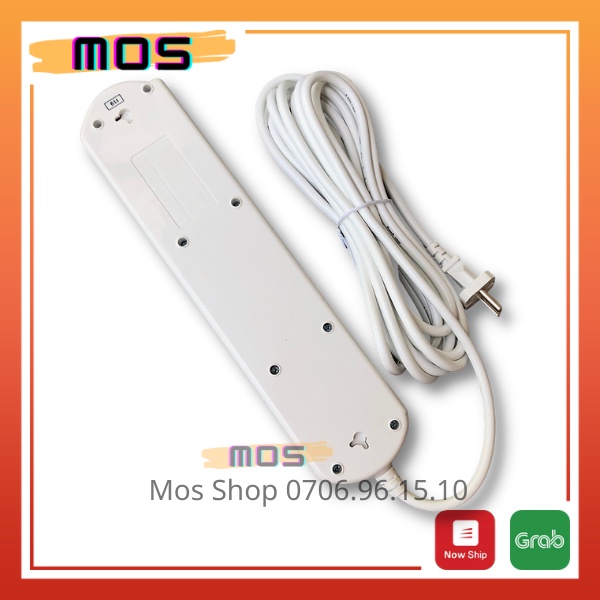 Ổ cắm điện Điện Quang ⚡⚡ 1 đổi 1⚡⚡ 5 lỗ 3 chấu kéo dài 2m/5m công suất 2500W  màu Trắng/Đen Mos Shop