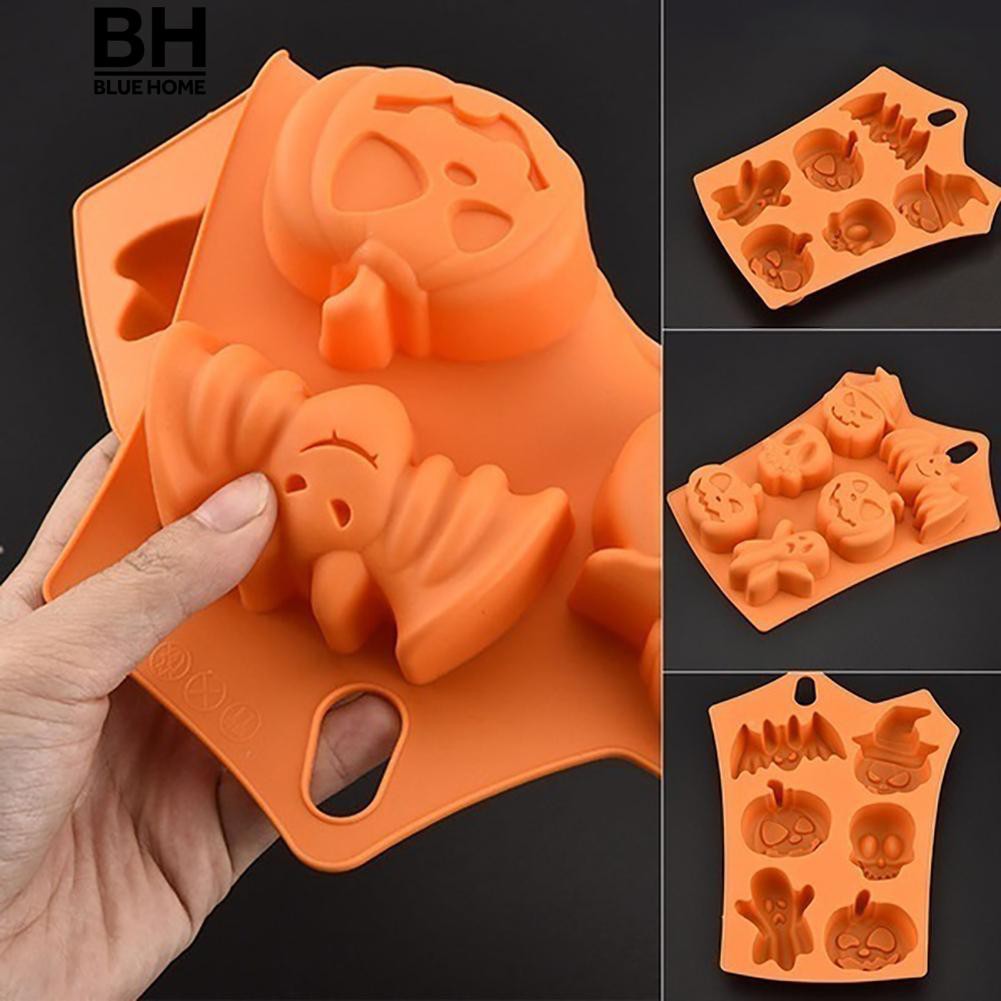 Khuôn Làm Bánh / Sô Cô La 6 Ô Bằng Silicone Phong Cách Halloween