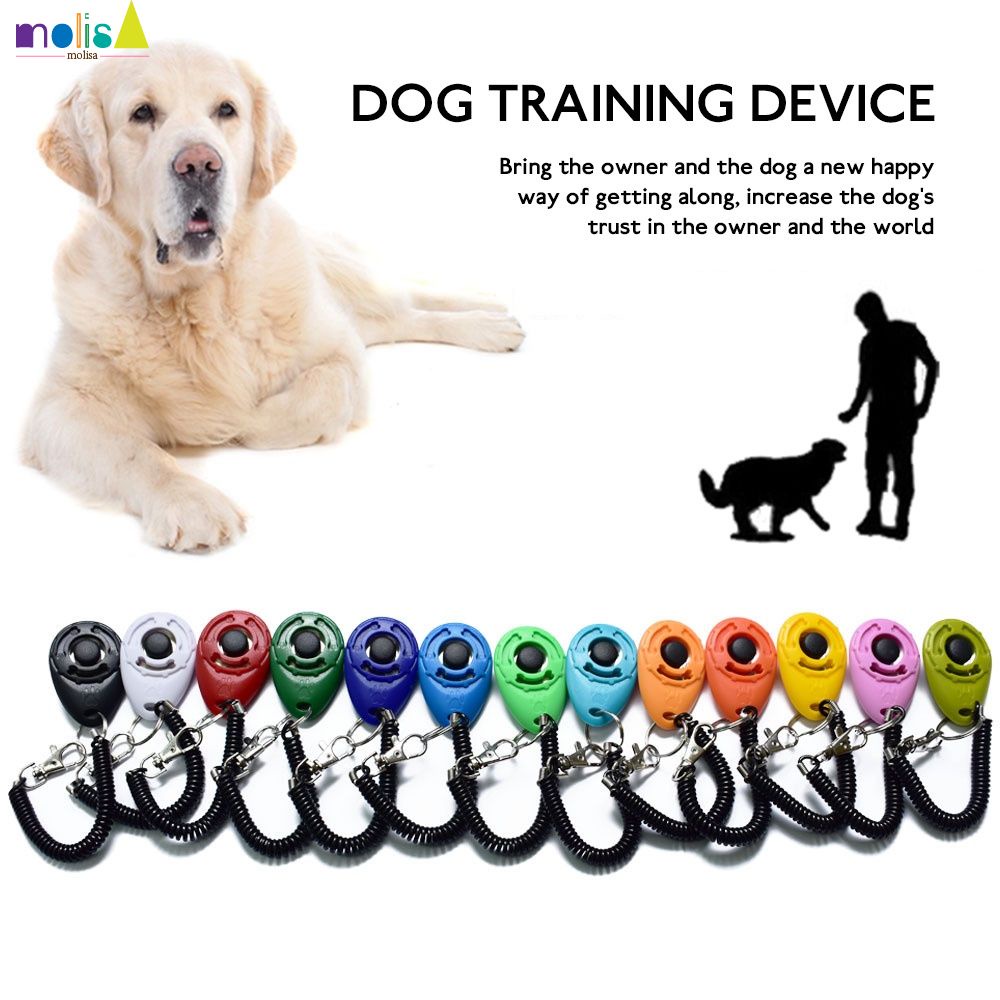 READY Pet Trainer Pet Dog Training Dog Clicker Adjustable Sound Key Chain And Wrist Strap Doggy Train Click -molisa