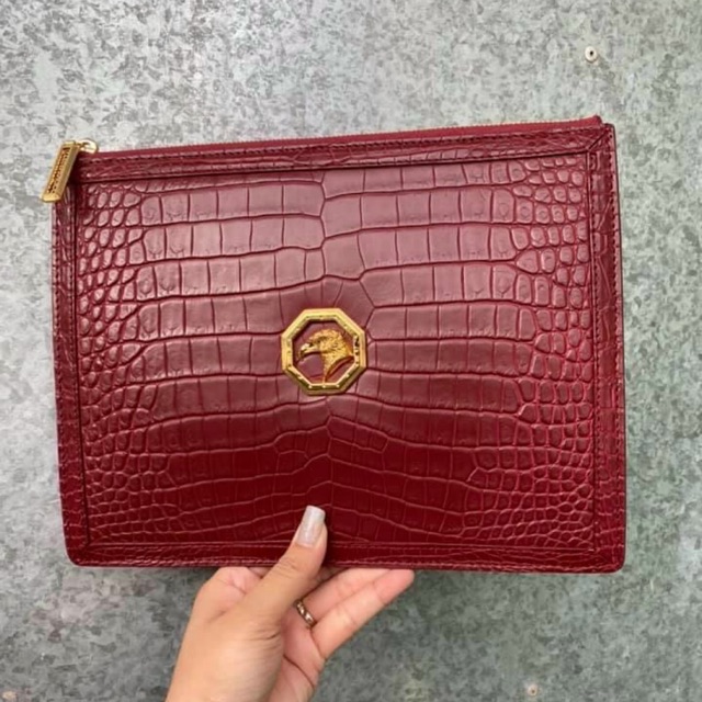 👝 Clutch Ví cầm tay da bụng cá sấu cao cấp chính hiệu 20x30, da liền lạc. KHÔNG bán hàng dập vân cá sấu.