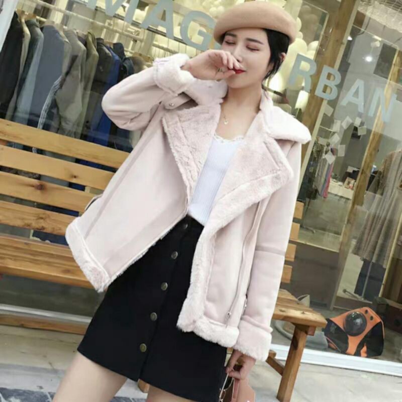 Áo da lộn lót lông cực kì ấm cho nàng