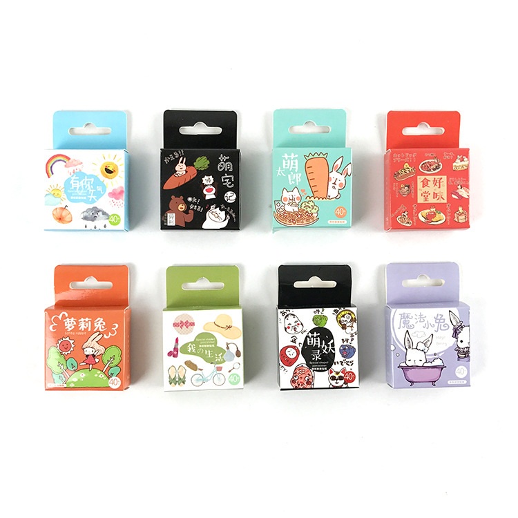 Hộp 40 Nhãn dán sticker Hoạ tiết dễ thương trang trí sổ tay bullet journal M503