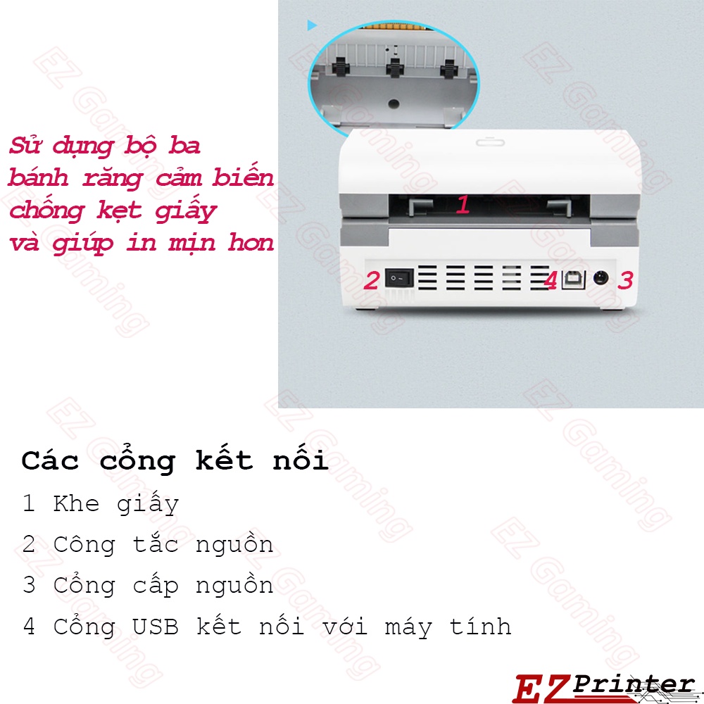 Máy in nhiệt, máy in đơn hàng. khổ 80mm EZ printer EZP-801 in nhiệt đơn hàng TMDT, in tem , in mã vạch, nhãn trà sữa,