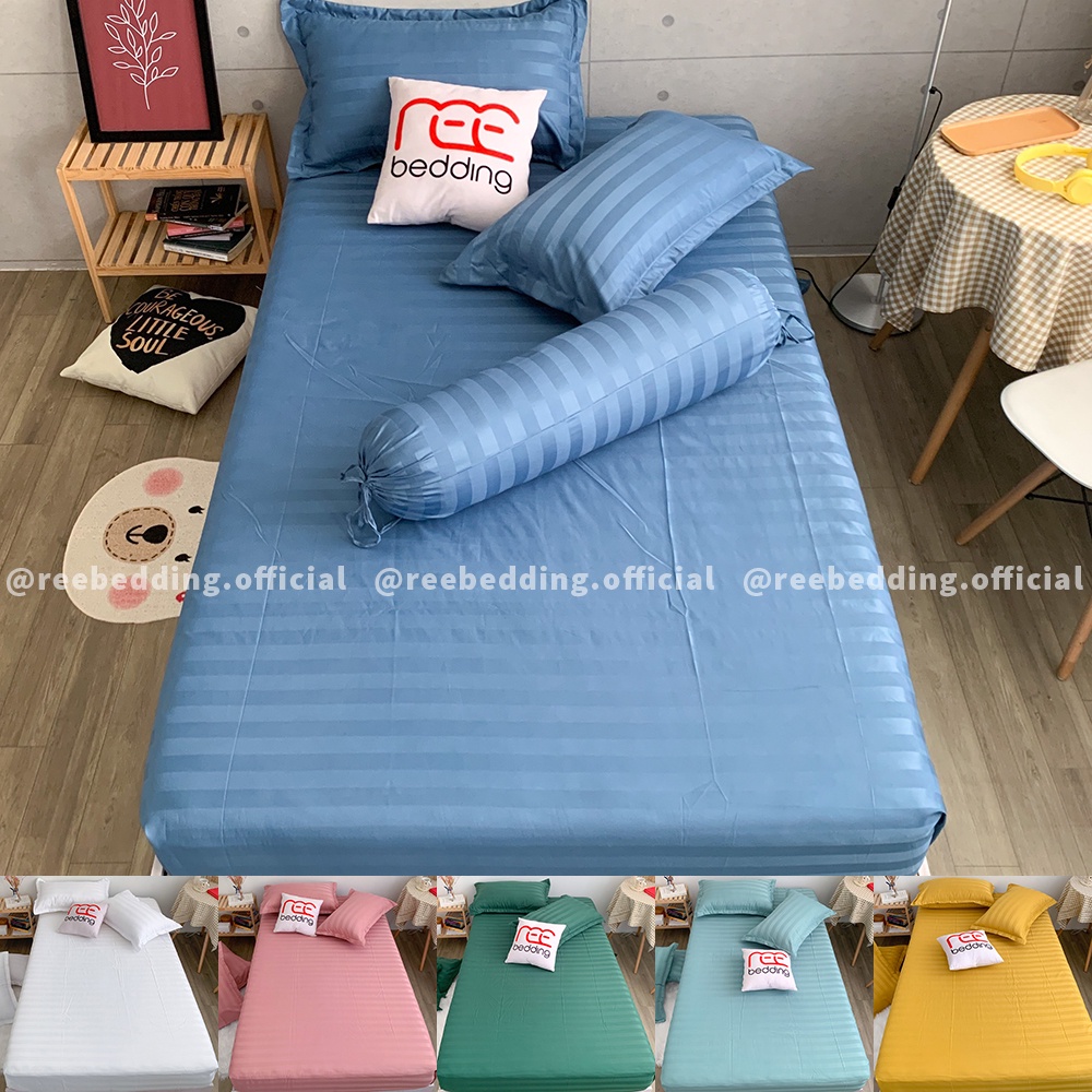 Bộ ga giường 4 món CF95 kèm vỏ gối ôm Cotton 3F Khách sạn REE Bedding đủ size nệm 1m2, 1m4, 1m6, 1m8, 2m