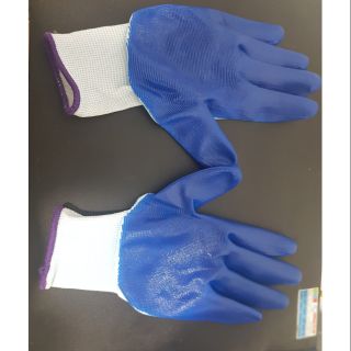 12 đôi găng tay phủ sơn xanh(1 túi)