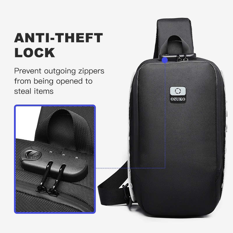 Túi đeo chéo Ozuko phản quang chống thấm nước chống trộm thời trang dành cho thanh thiếu niên
