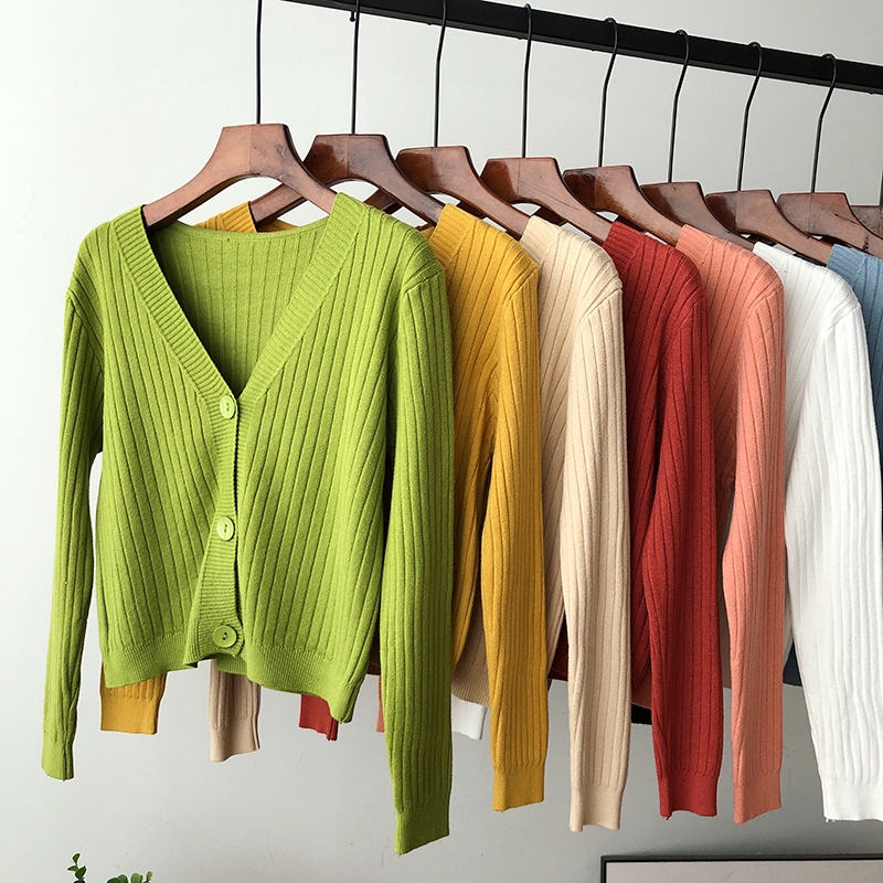 Áo Khoác Cardigan Dệt Kim Mềm Mại Dày Dặn Dáng Ngắn Kẻ Sọc Kiểu Hàn Quốc | BigBuy360 - bigbuy360.vn