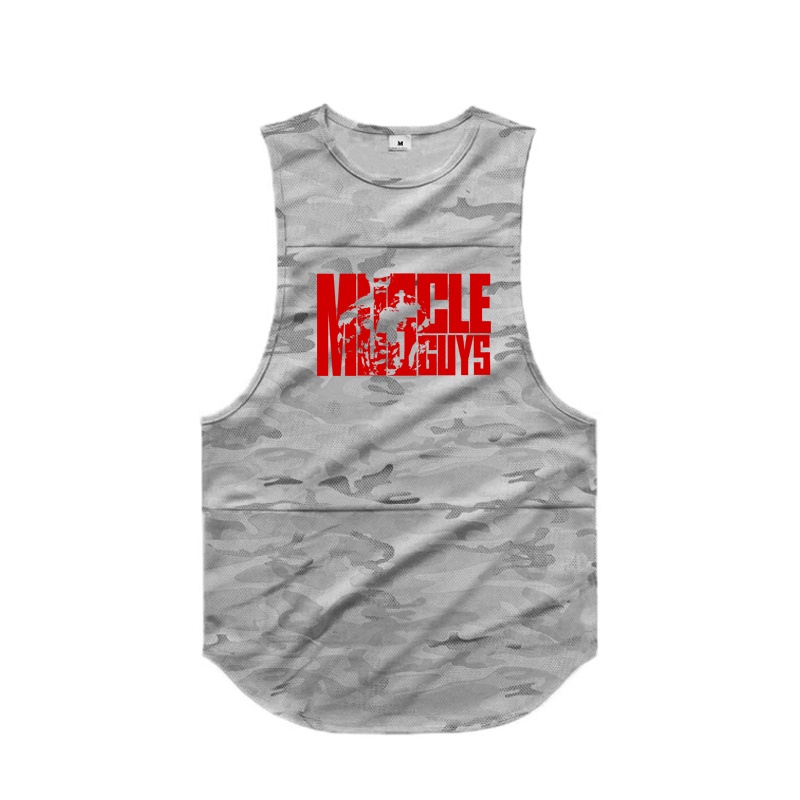 Áo Ba Lỗ Lưới Họa Tiết Rằn Ri Mau Khô Thoáng Khí Cho Nam Tập Thể Thao