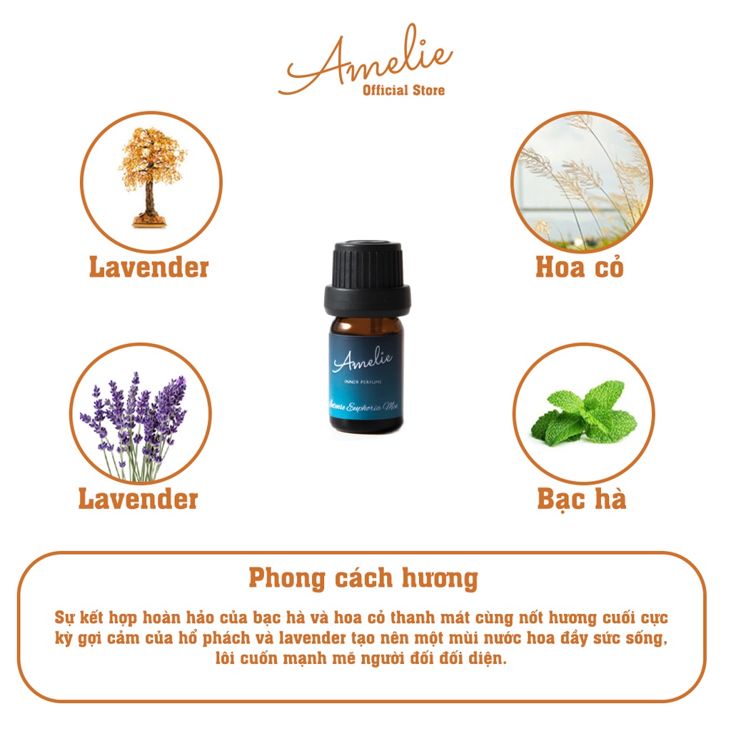 Nước Hoa Vùng Kín Cho Nam Amelie Intense Euphoria Men 5ml Hương Bạc Hà, Lavender, Hoa Cỏ, Hổ Phách  Tươi Mát Năng Động