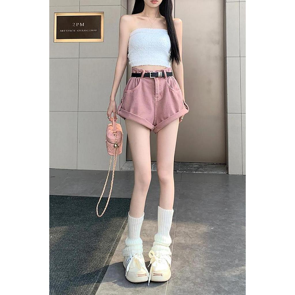 Quần Short Denim Cạp Cao Phong Cách Mới Dành Cho Nữ 63755