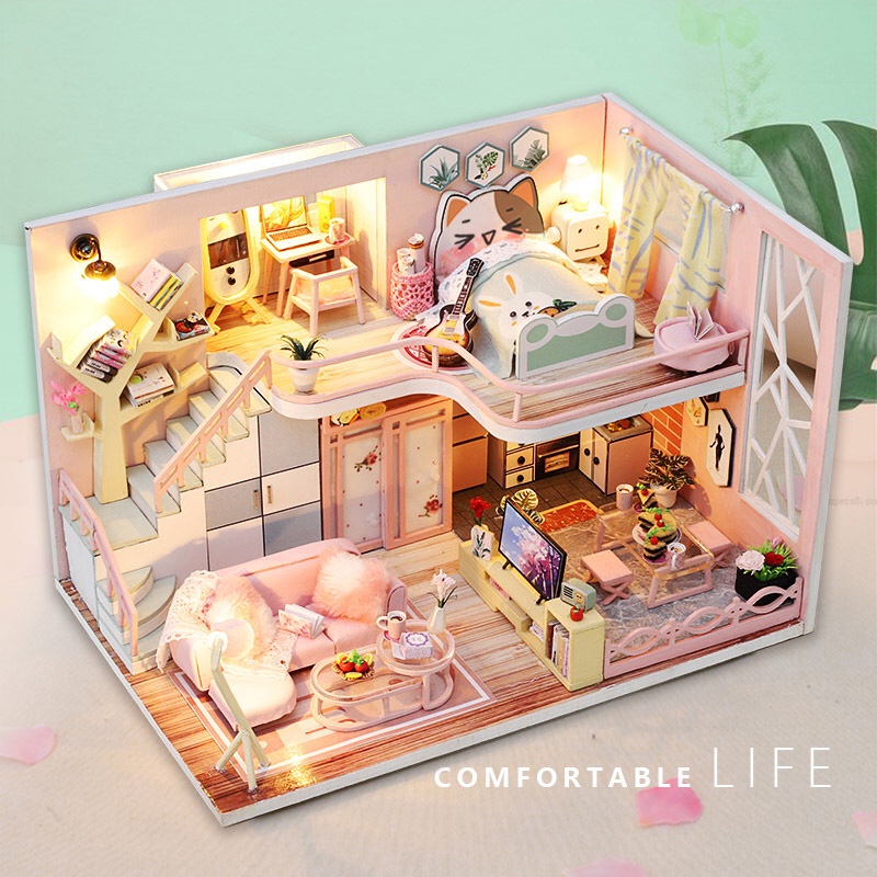 Mô hình lắp ráp nhà búp bê gỗ diy - Hanasaku Iroha M026