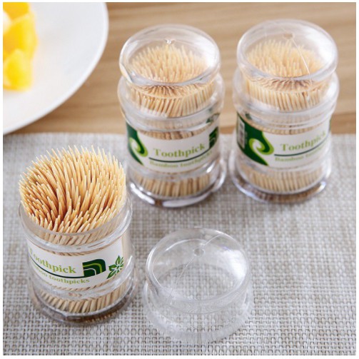 Lọ đựng tăm bằng nhựa trong suốt tặng kèm tăm