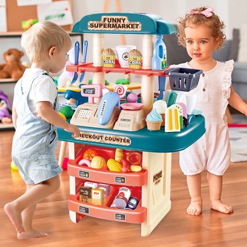 Bộ đồ chơi 2in1 (Bán hàng siêu thị+nấu ăn)