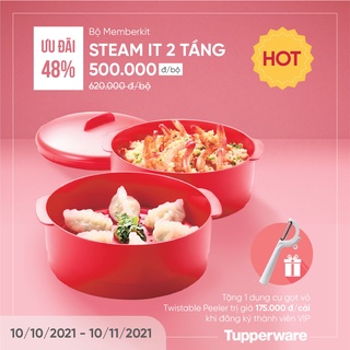 Xửng hấp Tupperware Steam It 2 Tầng tặng 1 dao gọt vỏ trị giá 175k