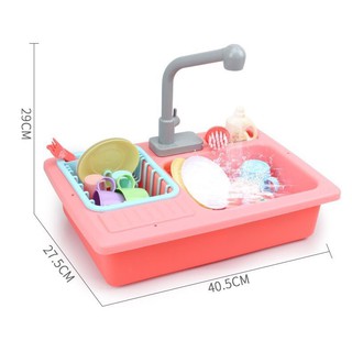 Bộ đồ chơi bồn rửa bát đĩa kèm vòi nước chảy thật