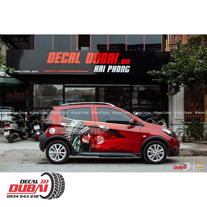 Tem Dán Sườn Xe Fadil Đỏ Phong Cách Thổ Dân - Thiết kế theo yêu cầu, Decal 3 lớp - Decal Dubai