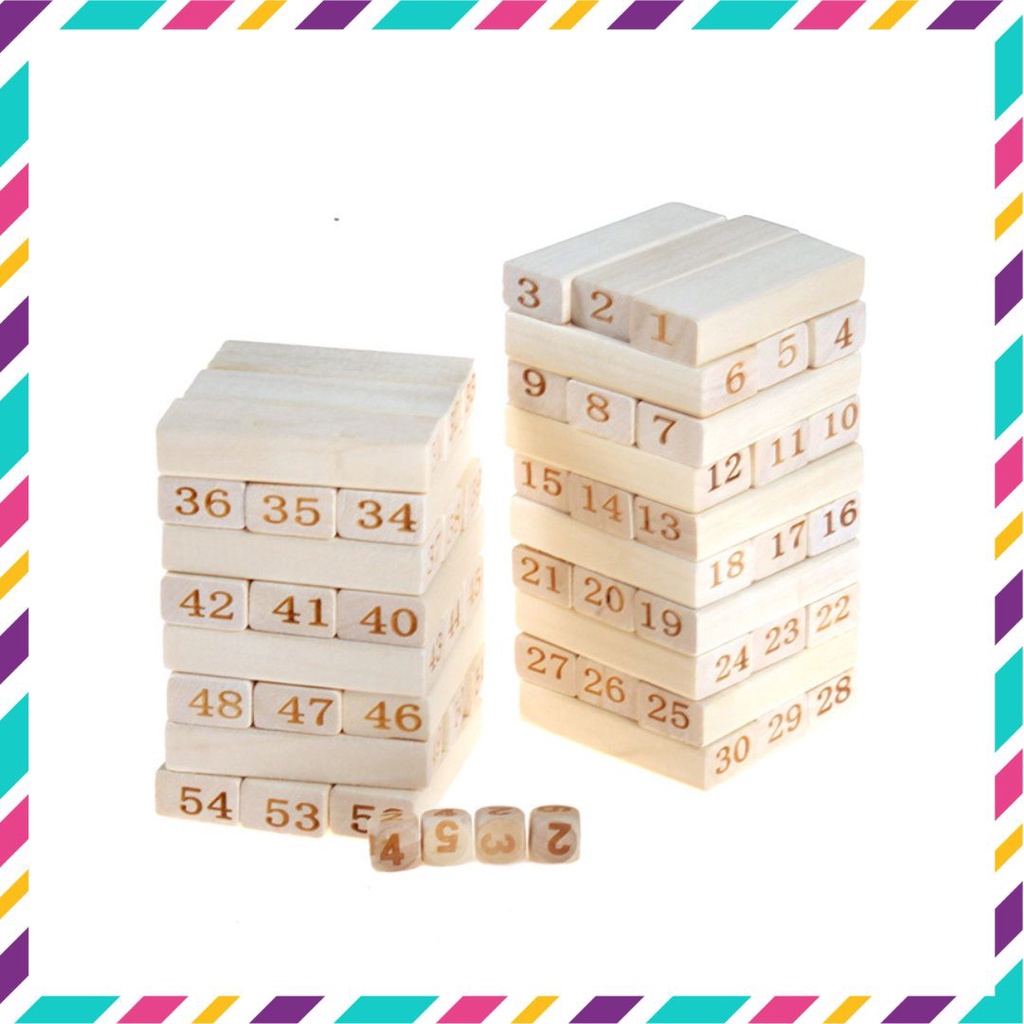 Đồ chơi rút gỗ, bộ rút gỗ 54 thanh size to 28x8x8cm, đồ chơi gỗ thông minh cho bé