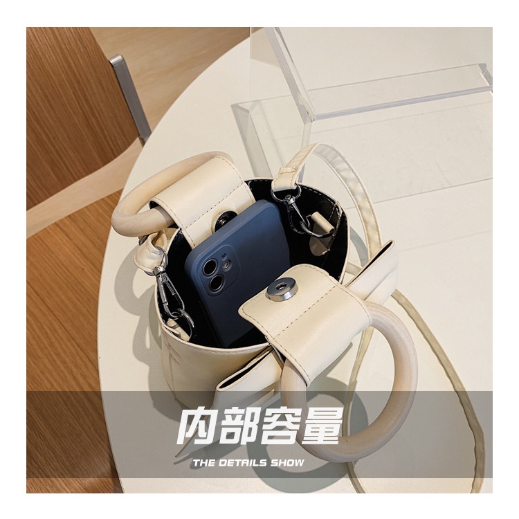Túi xách Jasmin Noir da PU gắn nơ xinh xắn cho nữ