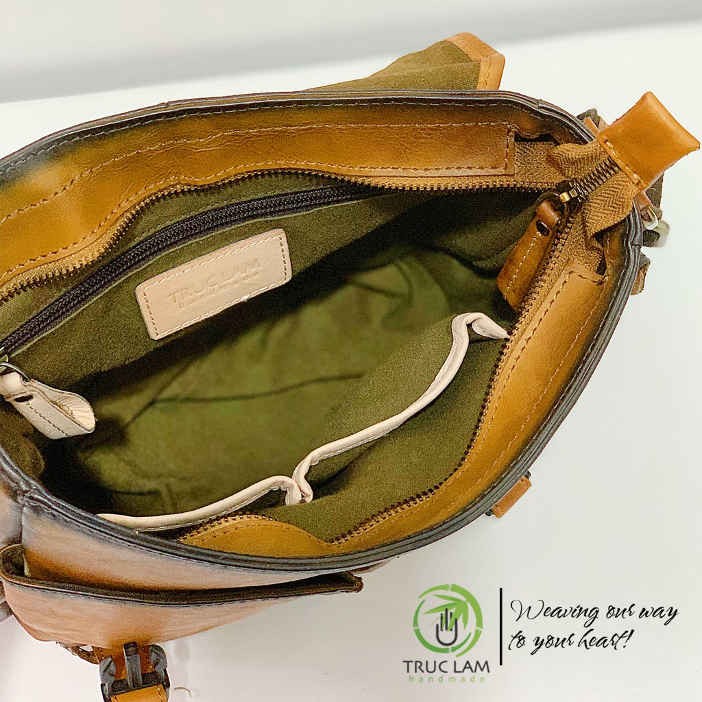 Túi Đeo Chéo Công Sở Nam Da Thật Cao Cấp Nhiều Ngăn Tiện Lợi Có Nắp Gấp – Trúc Lâm Handmade