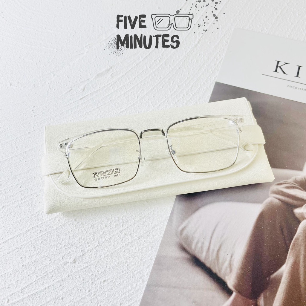 Gọng kính cận nam nữ, kính kim loại mảnh kết hợp nhựa dẻo nửa viền 2723 Fiveminutes Unisex Nam nữ