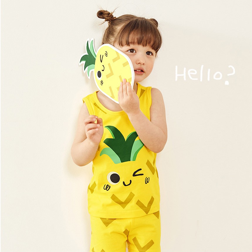 Đồ bộ ba lỗ quần áo thun cotton mịn mặc nhà mùa hè cho bé gái Unifriend Hàn Quốc U4006