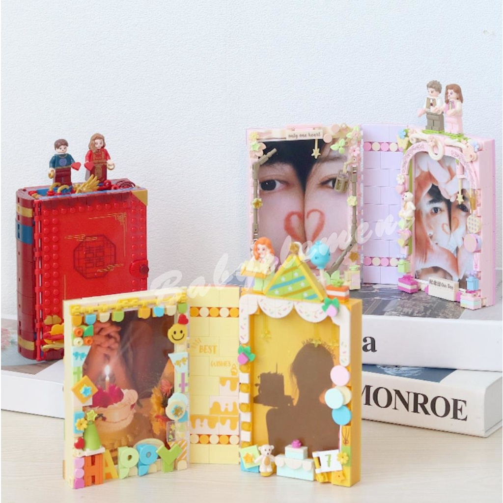 Nhật Ký Tình Yêu Trung Quốc Khung Ảnh Cưới Xếp Hình Khối Xây Dựng Sách Mô Hình DIY Trang Trí Đồ Chơi Dành Cho Người Lớn Trẻ Em Quà Tặng