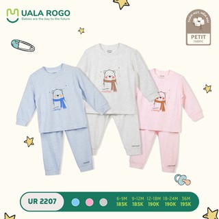 Bộ QA uala rogo dài tay gấu má hồng petit mềm mịn cho bé trai bé gái UR 2207