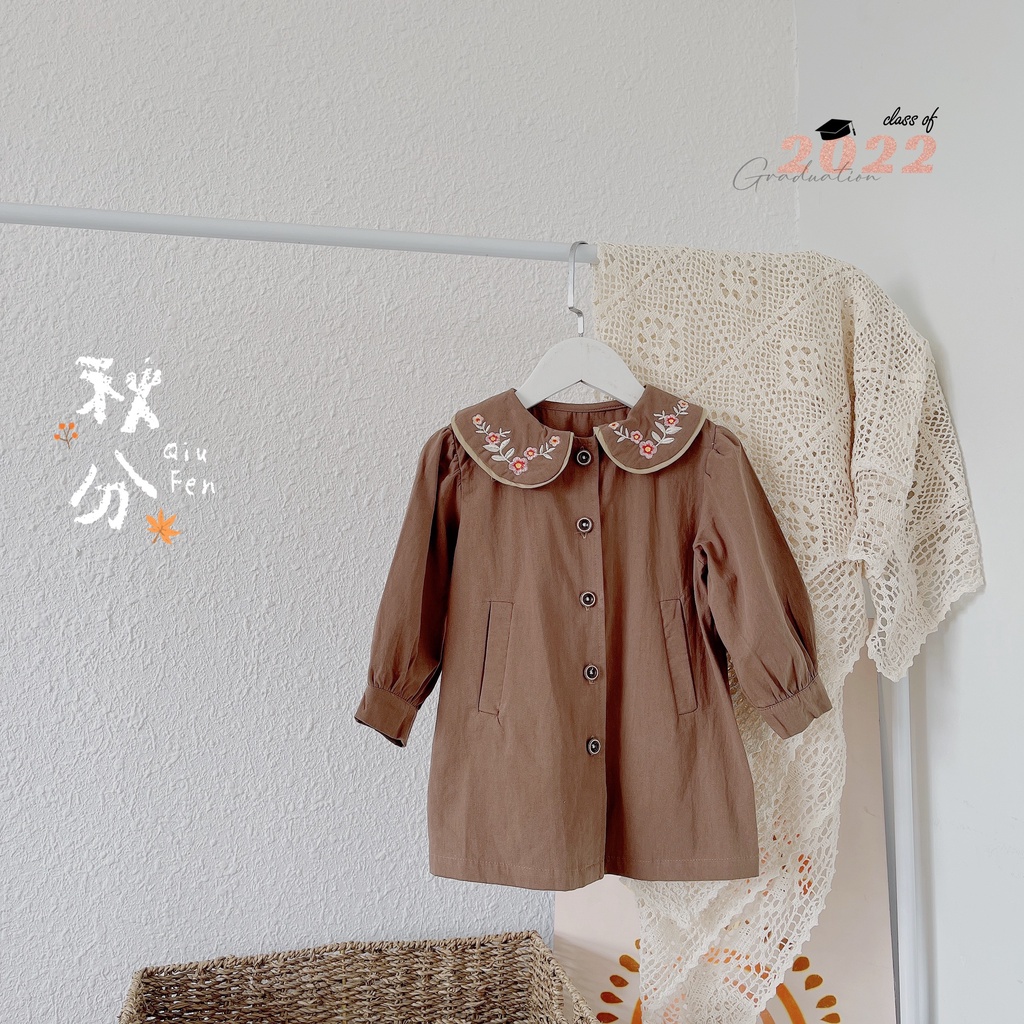 -Jee kids- Váy đầm kaki cổ thêu form babydoll cho bé gái siêu yêu