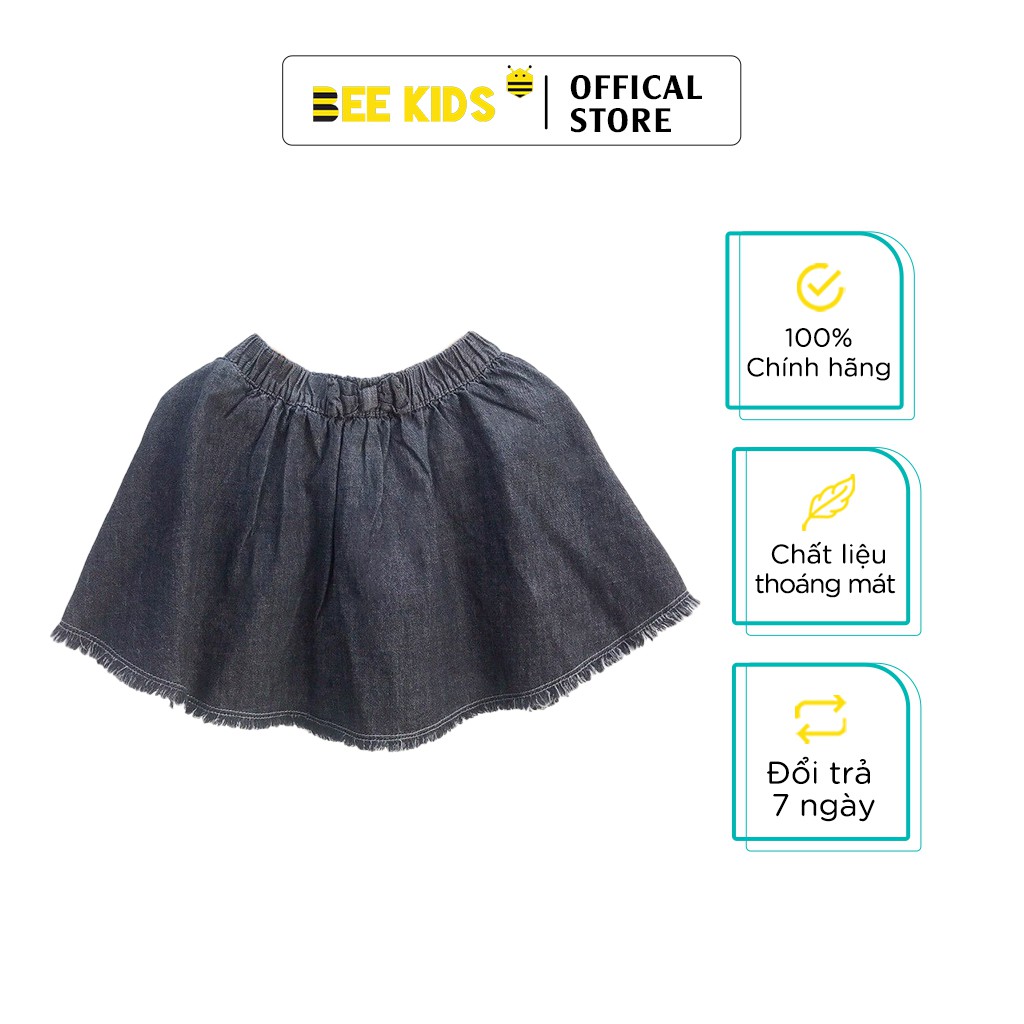 Chân Váy Bé Gái Bee Kids Chất Liệu Jeans Cạp Chun Có Nơ Gấu Tua (4 -12 tuổi) 7JJ016130ST