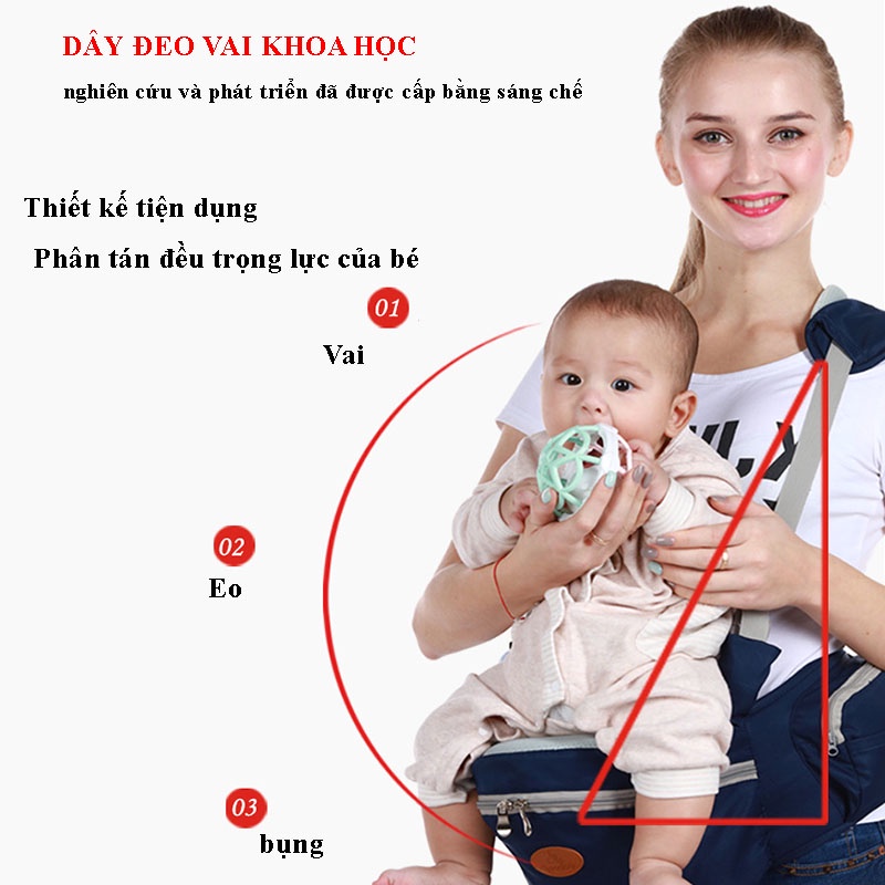 Địu cao cấp cho bé địu em bé thiết kế tối giản trang bị dây đeo vai trợ lực và đai an toàn thoáng khí cho bé thoải mái