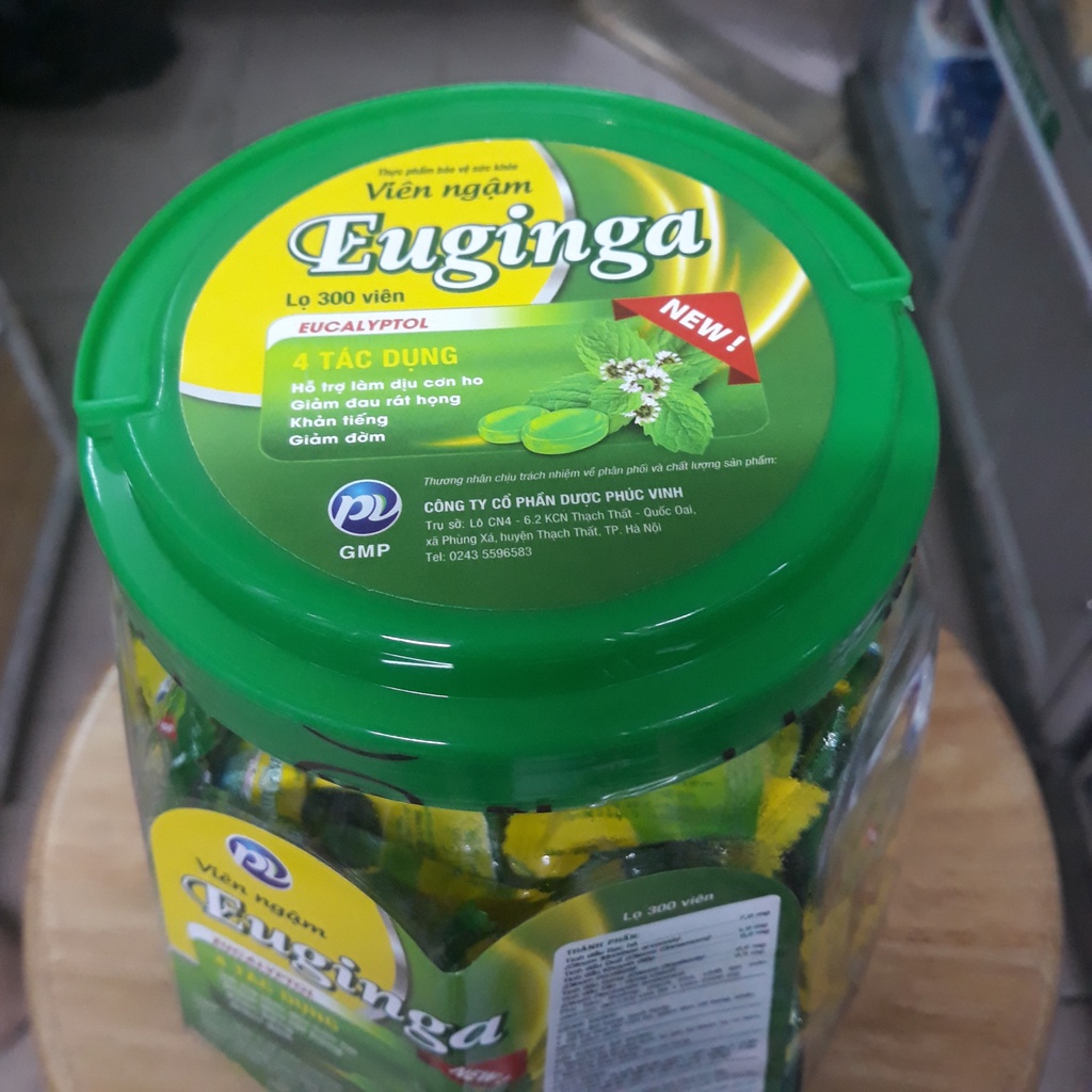 Kẹo ngậm ho mát họng Euginga lọ khoảng 300 viên
